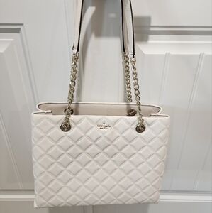 Kate Spade Woman's Carey Quilted Leather Tote Bag Chain Shoulder